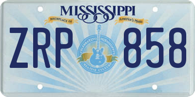 MS license plate ZRP858