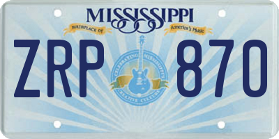 MS license plate ZRP870