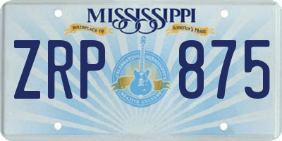 MS license plate ZRP875