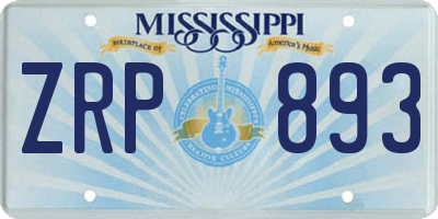 MS license plate ZRP893