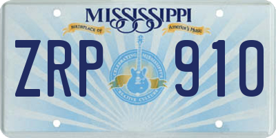 MS license plate ZRP910