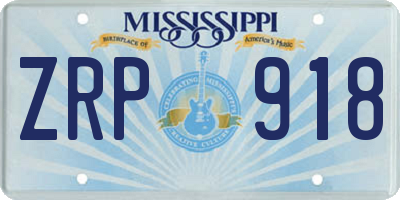 MS license plate ZRP918