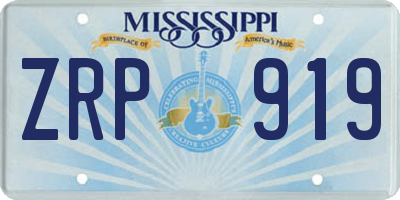 MS license plate ZRP919