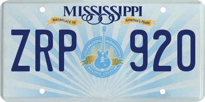 MS license plate ZRP920
