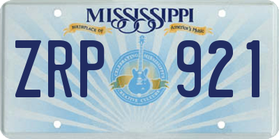 MS license plate ZRP921