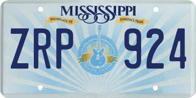 MS license plate ZRP924