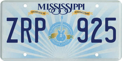 MS license plate ZRP925