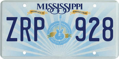 MS license plate ZRP928