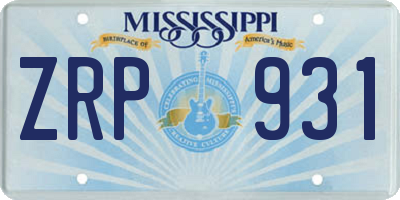 MS license plate ZRP931