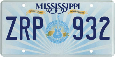 MS license plate ZRP932