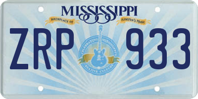 MS license plate ZRP933