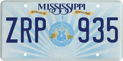 MS license plate ZRP935