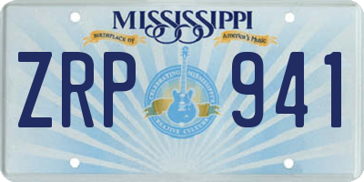 MS license plate ZRP941