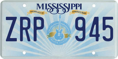 MS license plate ZRP945