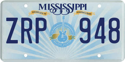 MS license plate ZRP948