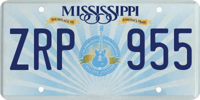 MS license plate ZRP955