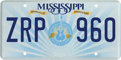 MS license plate ZRP960