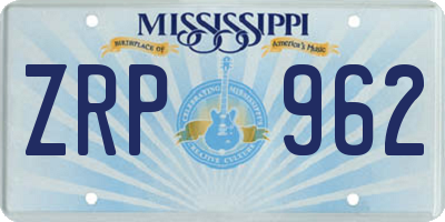 MS license plate ZRP962
