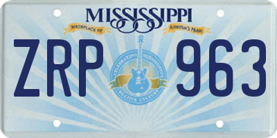 MS license plate ZRP963