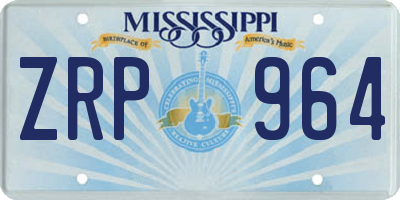 MS license plate ZRP964