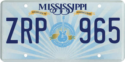 MS license plate ZRP965