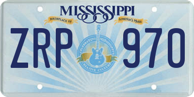 MS license plate ZRP970