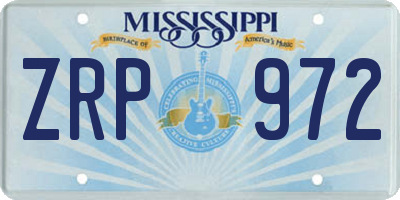 MS license plate ZRP972