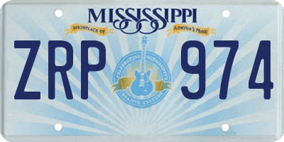MS license plate ZRP974