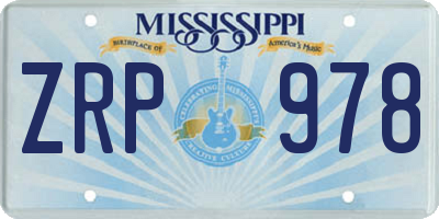 MS license plate ZRP978