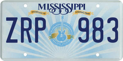 MS license plate ZRP983
