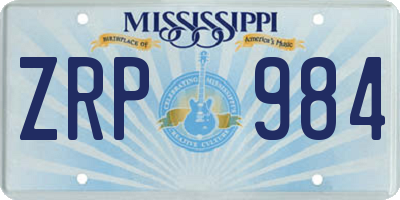 MS license plate ZRP984