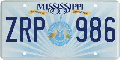 MS license plate ZRP986