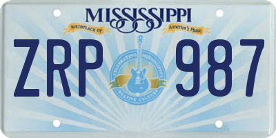 MS license plate ZRP987