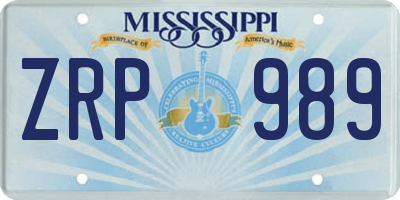 MS license plate ZRP989