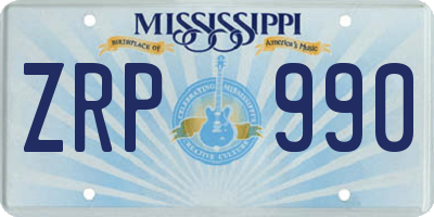 MS license plate ZRP990