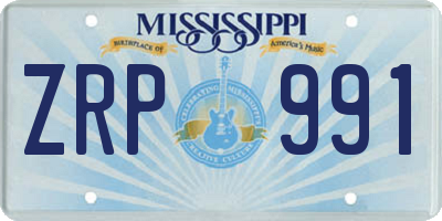 MS license plate ZRP991