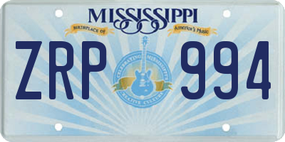 MS license plate ZRP994
