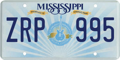 MS license plate ZRP995