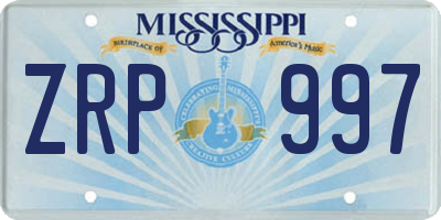 MS license plate ZRP997