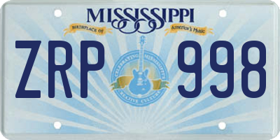 MS license plate ZRP998