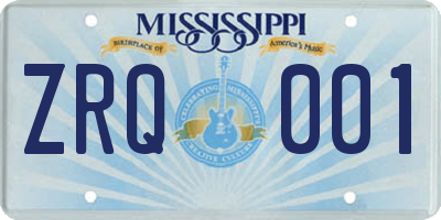 MS license plate ZRQ001