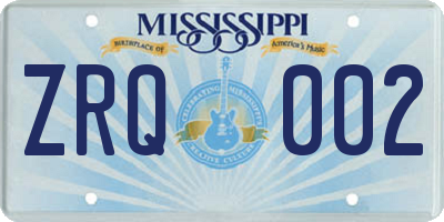MS license plate ZRQ002