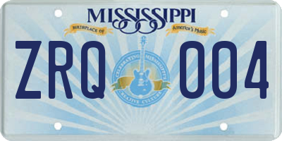 MS license plate ZRQ004