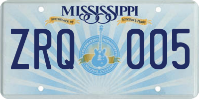 MS license plate ZRQ005