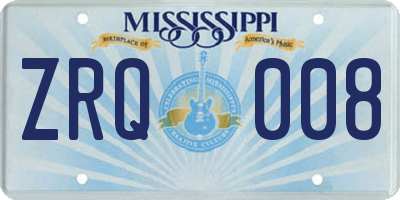 MS license plate ZRQ008