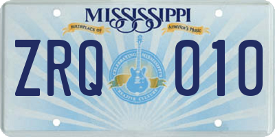 MS license plate ZRQ010