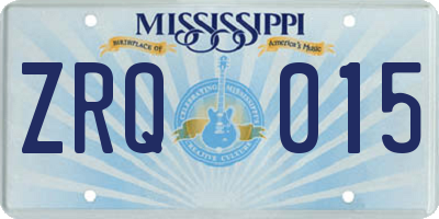MS license plate ZRQ015