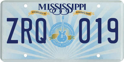 MS license plate ZRQ019