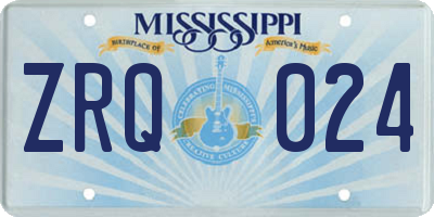MS license plate ZRQ024