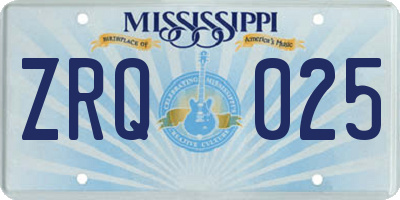 MS license plate ZRQ025